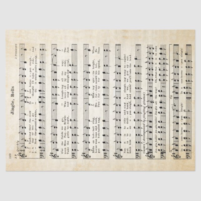 1850 Version Jingle, Bells Tissue Paper Decoupage (Front)