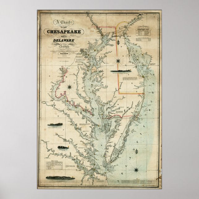 1852 Chart of Chesapeake and Delaware Bays (Front)