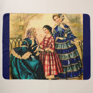1852 French fashion plate print Sherpa Blanket