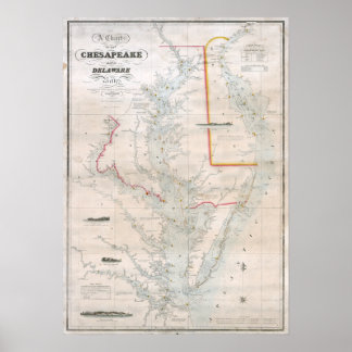 1852 Tableau des baies de Chesapeake et de Delawar