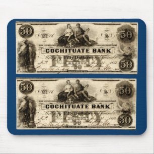 1853 Cochituate Fifty Dollar Note Mouse Pad