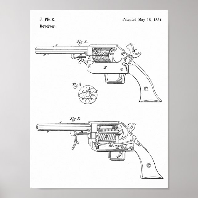 1854 Gun Patent Art Drawing Print (Front)