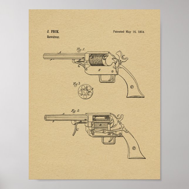 1854 Gun Patent Art Drawing Print (Front)