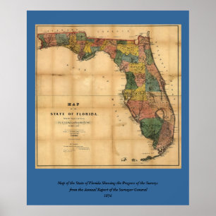 1856 Map of the State of Florida by Columbus Drew Poster