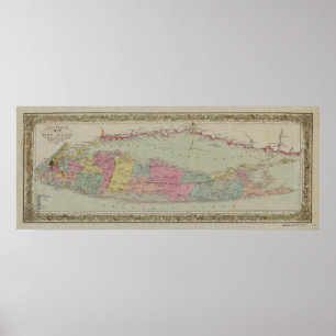 1857 Map of Long Island, New York Poster
