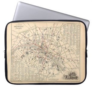 1858 Map: Itineraire des Omnibus dans Paris France Laptop Sleeve
