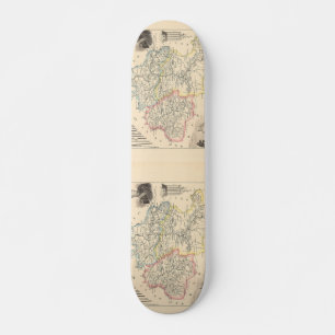 1858 Map of Ariege Department, France Skateboard