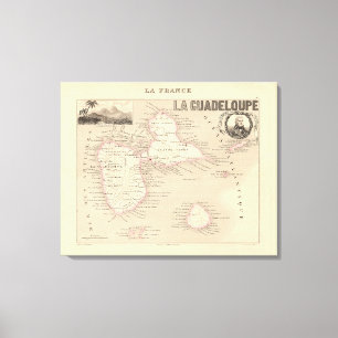 1858 Map of Guadeloupe Department, France Poster Canvas Print