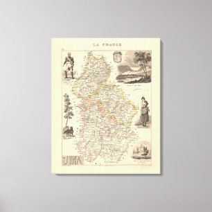 1858 Map of Jura Department, France Poster Canvas Print