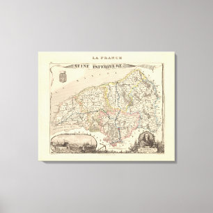 1858 Map of Seine Inferieure Department, France Po Canvas Print