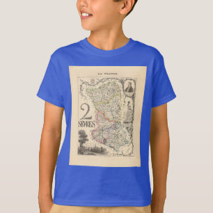 1858 Map of Sevres Department, France T-Shirt