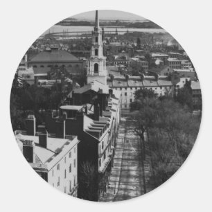 1859:  A view of Boston from the State House Classic Round Sticker