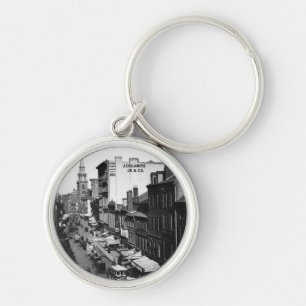 1859: Traffic and shops on Washington Street Keychain