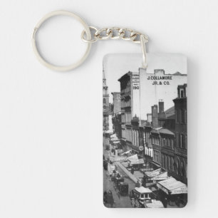 1859: Traffic and shops on Washington Street Keychain