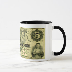 1860 Hingham Massachusetts Five Dollar Note Mug