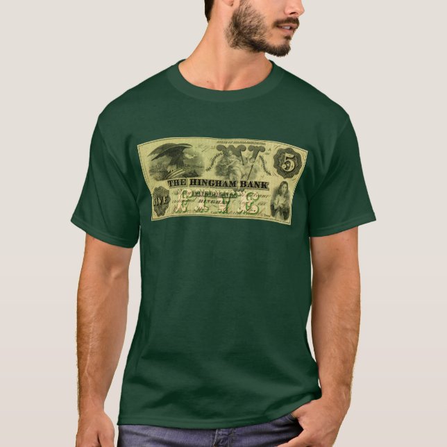 1860 Hingham Massachusetts Five Dollar Note T-Shirt (Front)