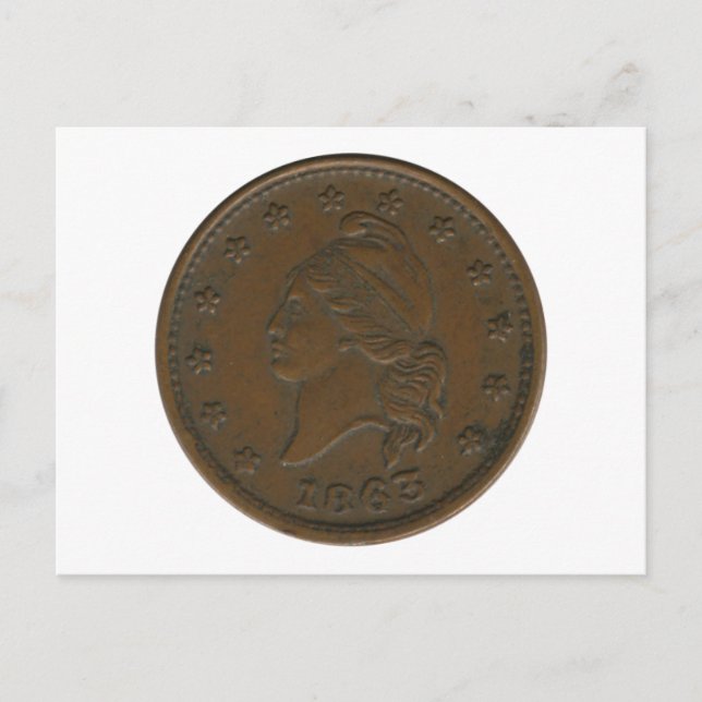 1863 Civil War Token Postcard (Front)