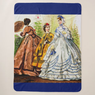1863 Journal Des Jeunes Personnes fashion plate Sherpa Blanket