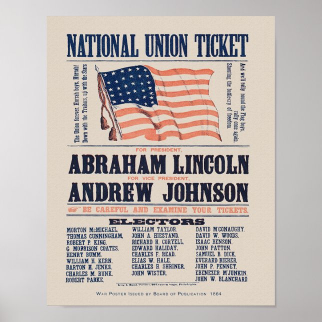 1864 Union Party campaign poster - Lincoln (Front)