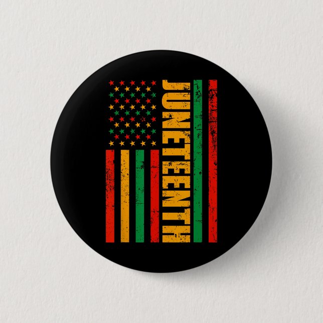 1865 Juneteenth American Flag African Black Histor 2 Inch Round Button (Front)
