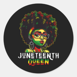 1865 Juneteenth Black Melanin Queen Natural Afro H Classic Round Sticker