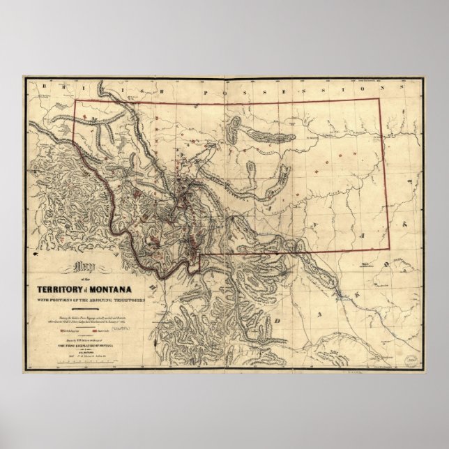 1865 map of Montana Territory Poster (Front)