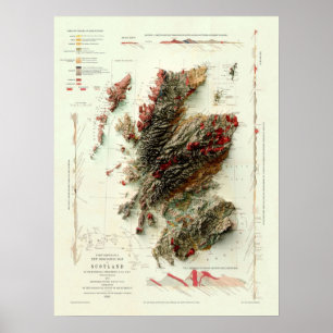 1865 Scotland Geological Map digitallyrendered Poster