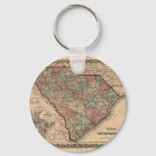 1865 South Carolina Map Keychain