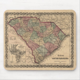 1865 South Carolina Map Mouse Pad