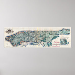 1865.Topographical Map of the City of New York Poster