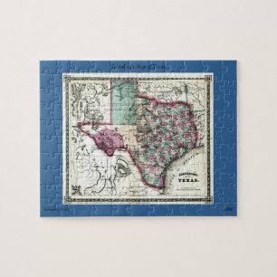 1866 Antiquarian Map of Texas by Schönberg & Co. Jigsaw Puzzle