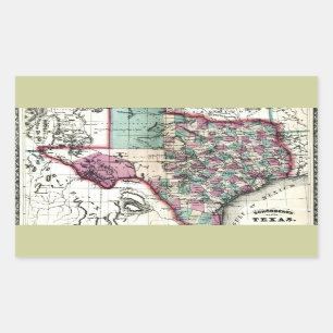 1866 Antiquarian Map of Texas by Schönberg & Co. Sticker