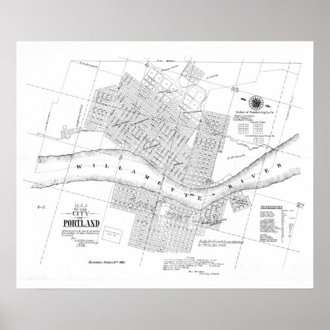 1866 City of Portland, Oregon map poster (Front)