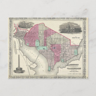 1866 Johnson Map of Washington D.C. Postcard