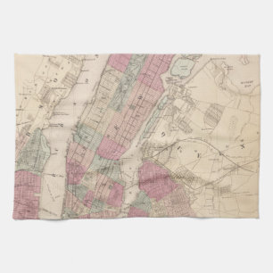 1868 Map of New York and Brooklyn Kitchen Towel