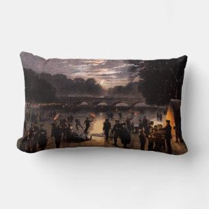 1870 Ice Skating in London Lumbar Pillow