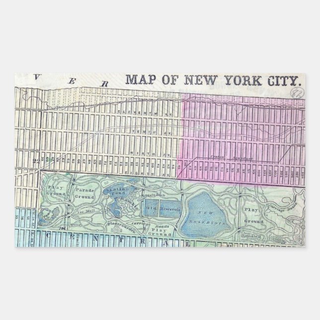 1870 Map New York City Central Park Sticker (Front)