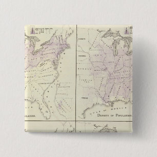 1870 United States census maps 2 Inch Square Button