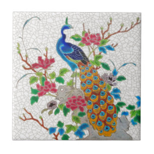 1870s  Aesthetic French Longwy Peacock Repro Tile