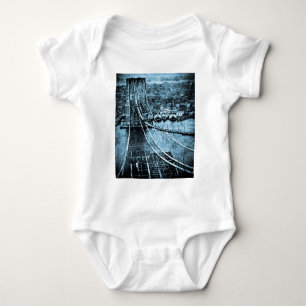 1870s Construction of  Brooklyn Bridge New York Baby Bodysuit