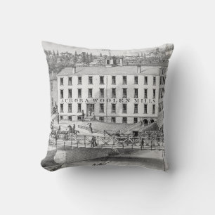 1871 Aurora Illinois Woollen Mills Throw Pillow