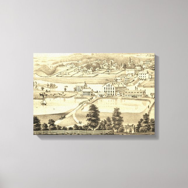 1871 Birds Eye View Carpentersville Illinois Canvas Print (Front)