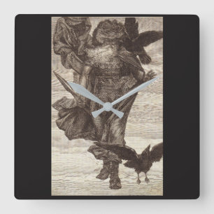 1871 Odin, Norse God of War Square Wall Clock