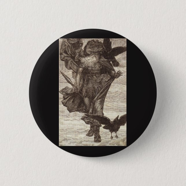 1871 Odin, Norse God of Wisdom 2 Inch Round Button (Front)