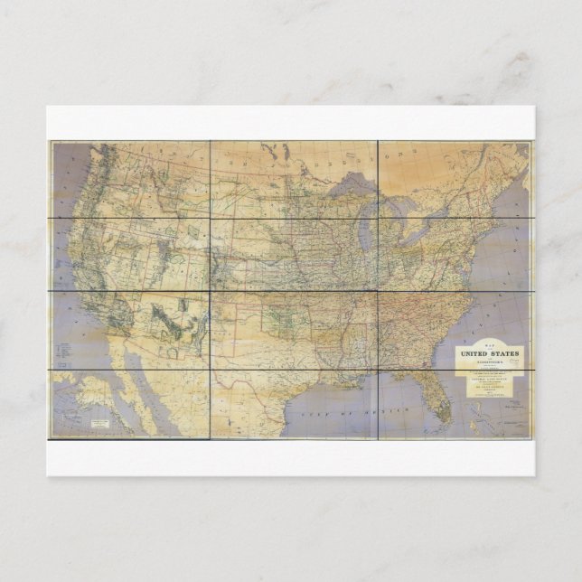 1873 Carte des États-Unis d'Amérique (Devant)