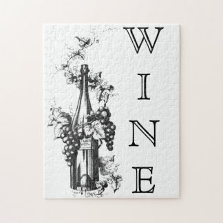 1873 Vintage Wine Bottle with Grapes and Leaves Jigsaw Puzzle