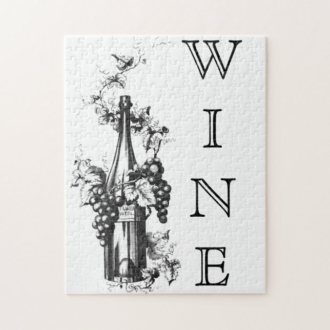 1873 Vintage Wine Bottle with Grapes and Leaves Jigsaw Puzzle (Vertical)