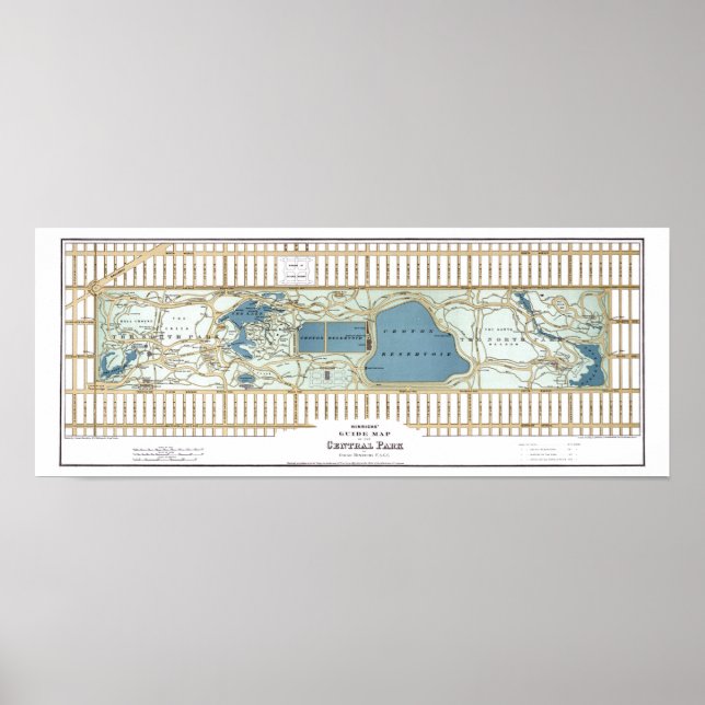1875 Hinrichs' Guide Map of Central Park Poster (Front)