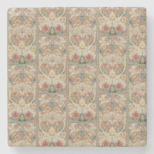 1875 Vintage William Morris Floral Embroidery Stone Coaster
