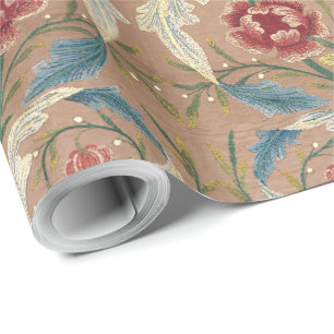 1875 Vintage William Morris Floral Embroidery   Wrapping Paper